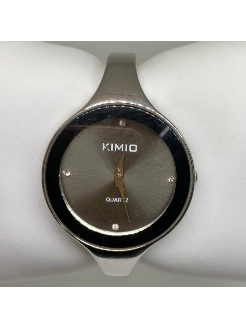Kimio silver tone cuff bracelet women’s watch gray dial 34mm quartz 6” running